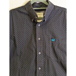 Panhandle Rough Stock Mens Button Up Long Sleeve Shirt Size L Large Classic Blue